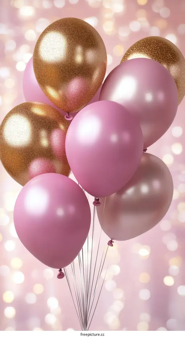 Bunch of Rose Gold and Pink Balloons