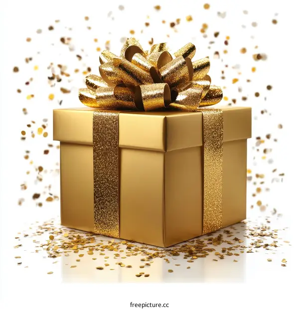 Golden Gift Box with Festive Bow