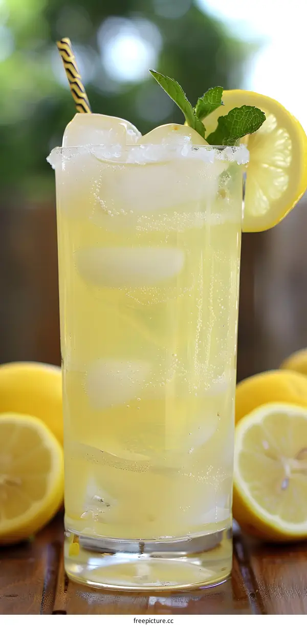 Refreshing Summer Lemonade with Lemon Slices and Mint
