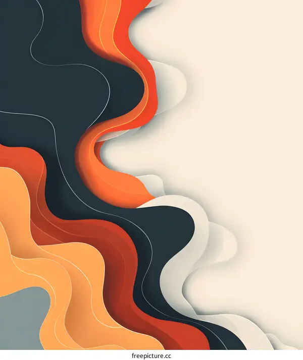 Abstract Paper Cut Background With Orange Black And White Colors
