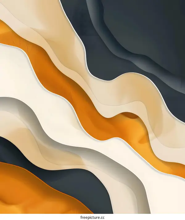 Abstract Background with Wavy Lines and Orange, Black and White Colors