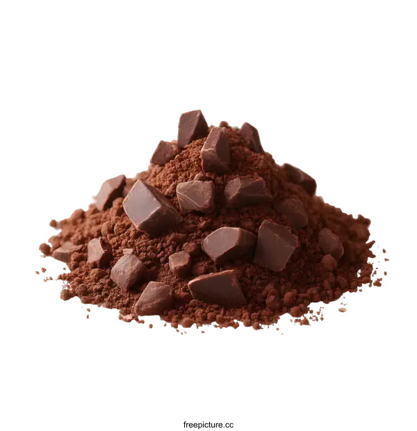 [Transparent Background PNG]Chocolate Pieces and Cocoa Powder Composition