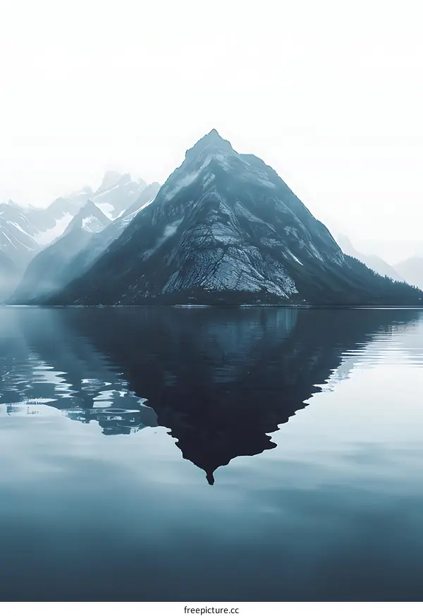 Misty Mountain Reflection in Still Water