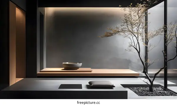 Minimalist Interior Design with  a Grey and Wood Theme