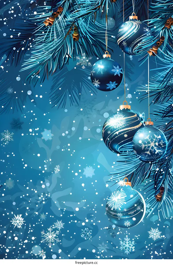 Christmas background with blue balls