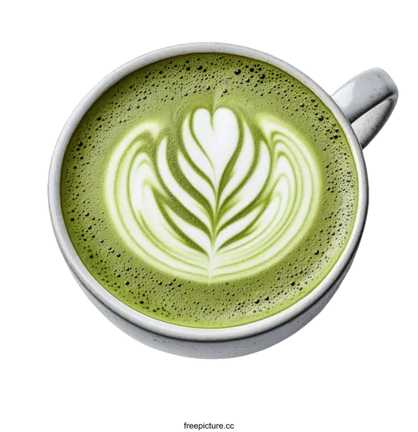 [Transparent Background PNG]Matcha Latte Art in a Cup