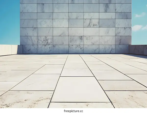 Empty White Marble Floor With Wall Background