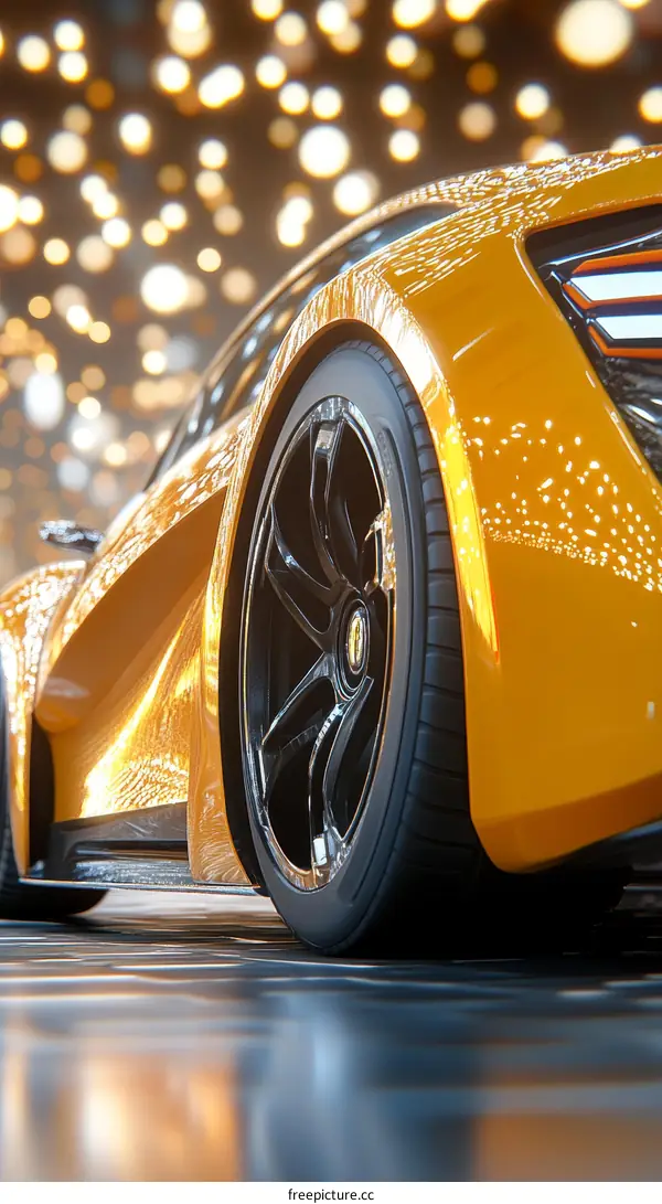 Close Up View of a Modern Yellow Car