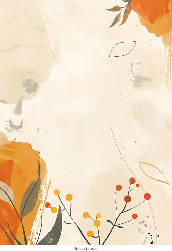 Abstract Watercolor Background with Floral Elements