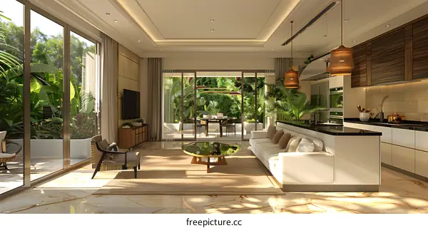 Modern Open Plan Living Room and Kitchen