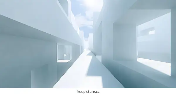 Minimalist Architecture Design White Walls Abstract Corridor Building
