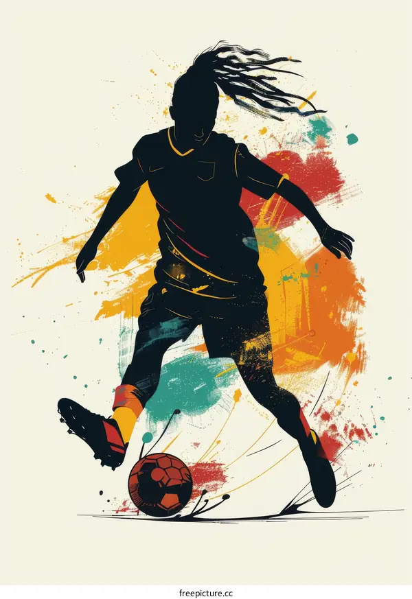 Black female soccer player in action