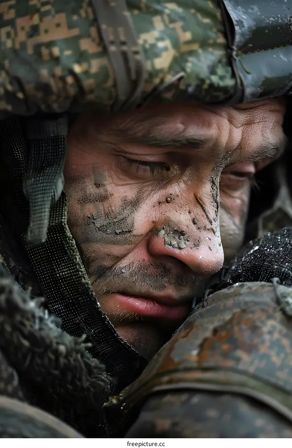 Portrait of a Russian soldier in camouflage