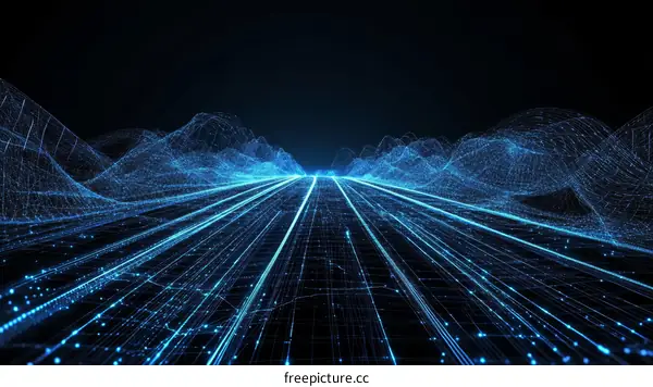 Digital Highway Through Abstract Mountains