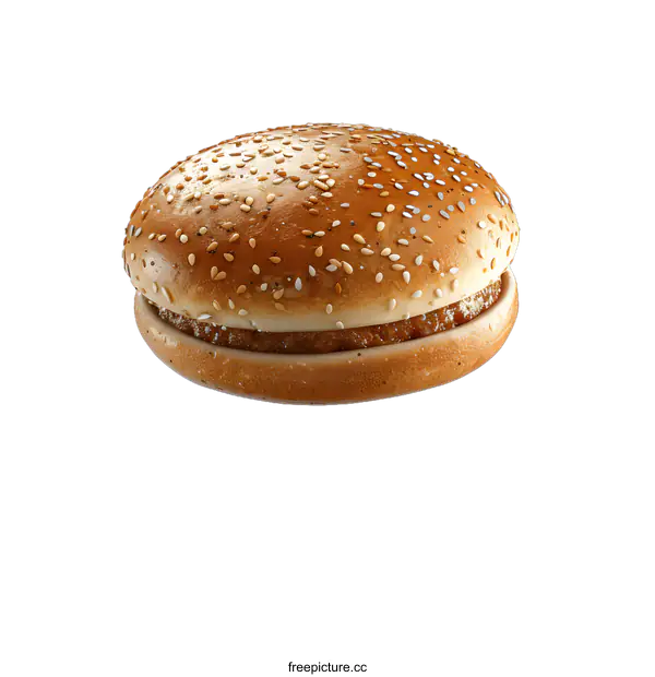 [Transparent Background PNG]Sesame Seed Burger Bun Isolated On White Background