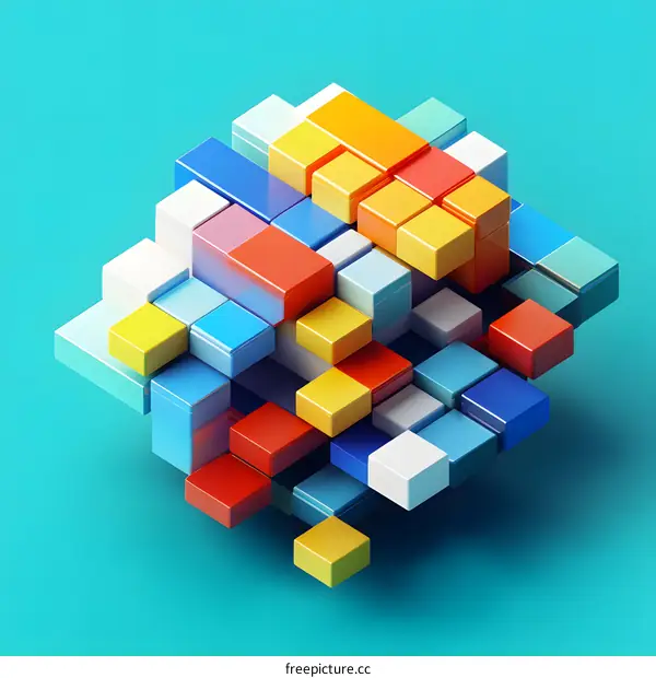 Abstract Colorful Blocks 3D Illustration