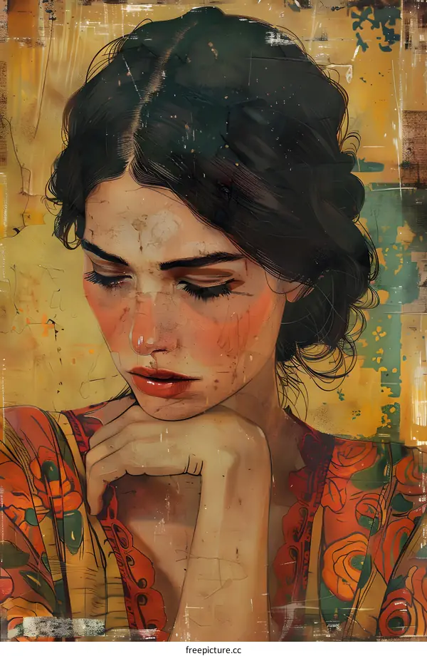 Vintage Portrait of a Thoughtful Woman