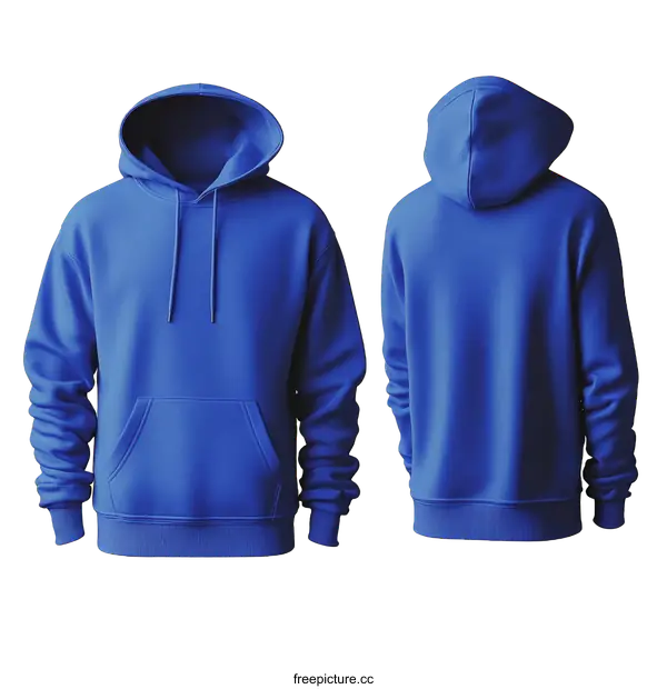 [Transparent Background PNG]Blank Royal Blue Hoodie Mockup