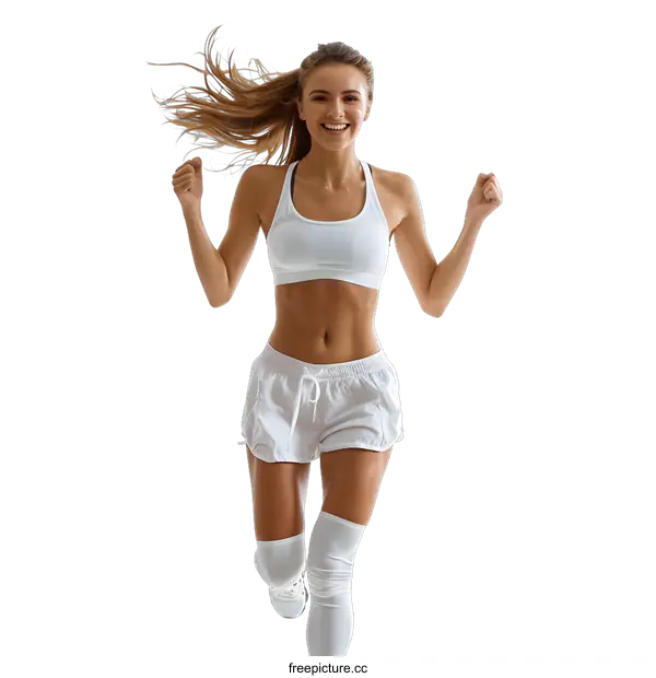 [Transparent Background PNG]Woman Running with Excitement