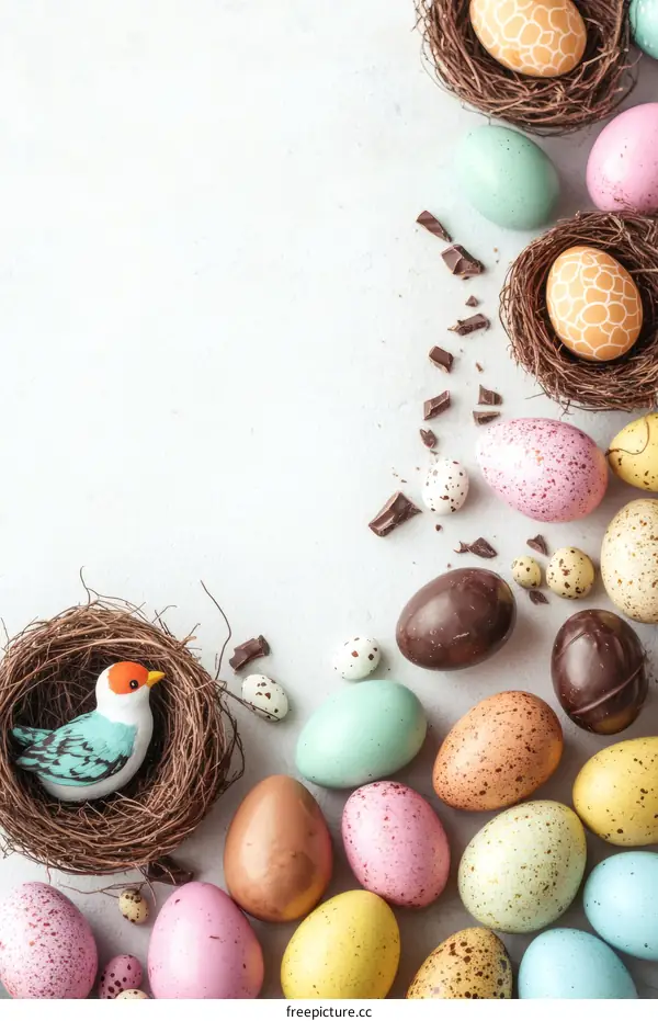 Colorful Easter Eggs in Decorative Nests