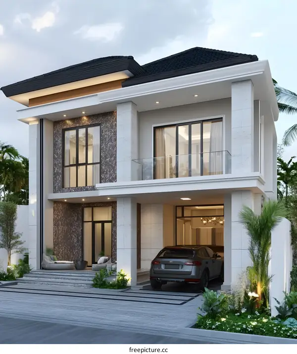 Modern Two Story House with Garage Design
