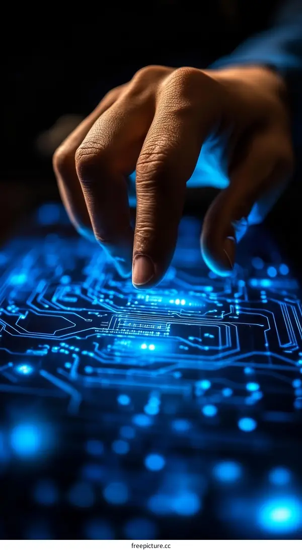 A Hand Interacting with a Digital Circuit Board