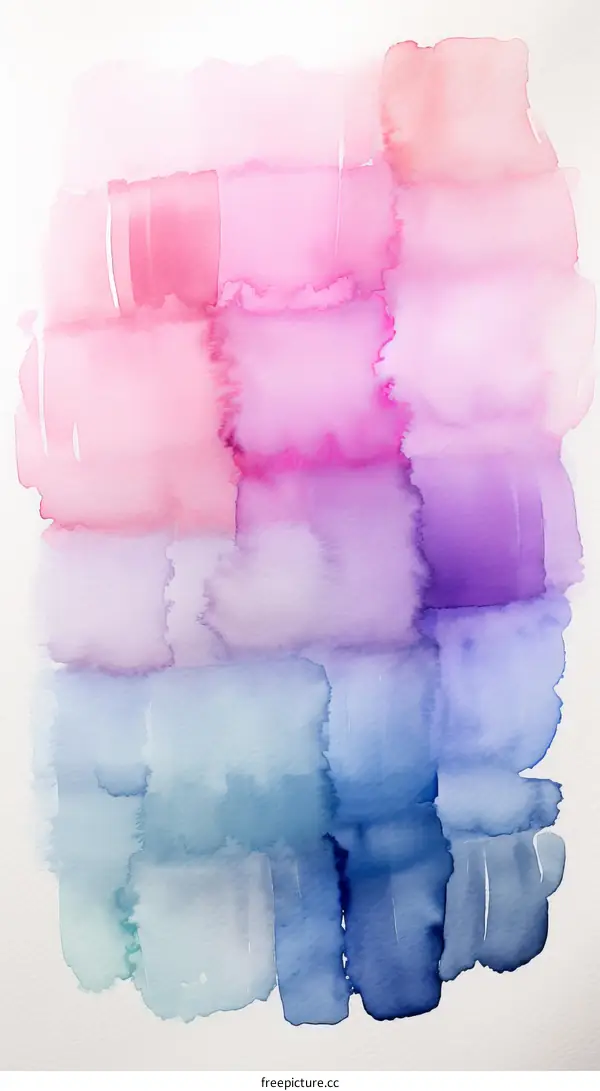 Rectangles painted in various shades of purple, pink and blue