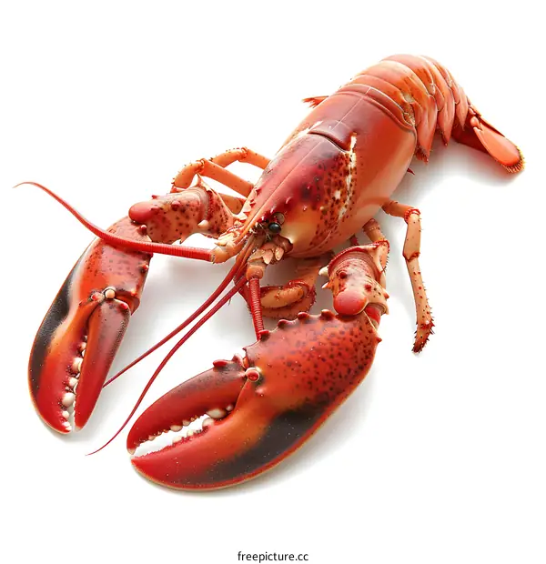 Whole Cooked Lobster on White Background