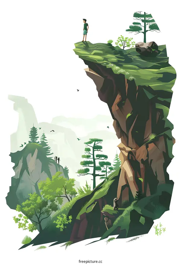 Mountain Clifftop View with People