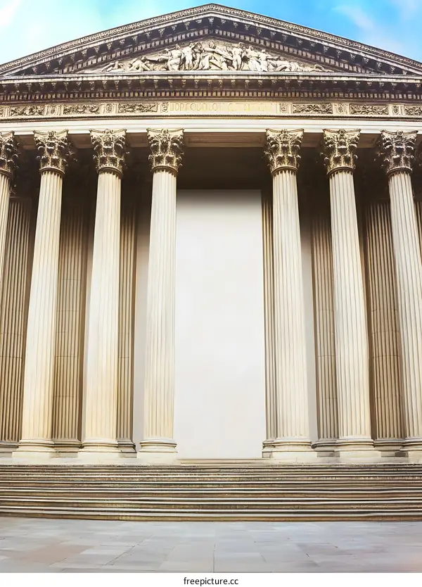 Classic Stone Columns And Stairs Architecture