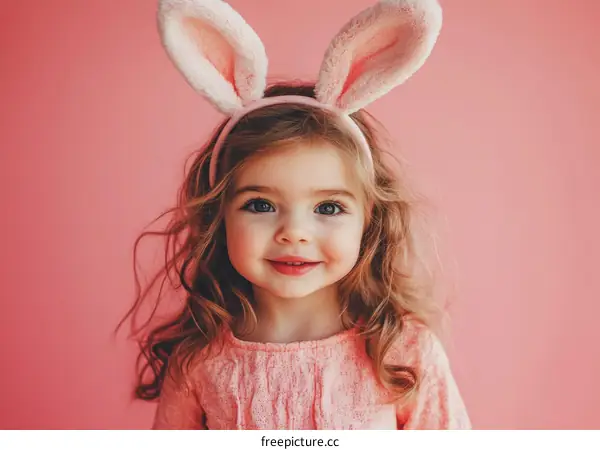 Adorable Little Girl with Easter Bunny Ears