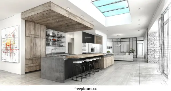Modern Farmhouse Kitchen Design Visualization