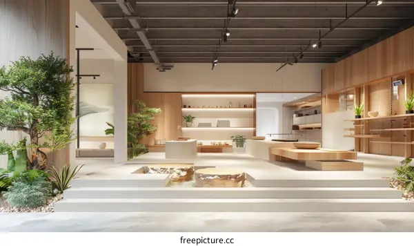 Modern Japanese Retail Interior with Natural Lighting