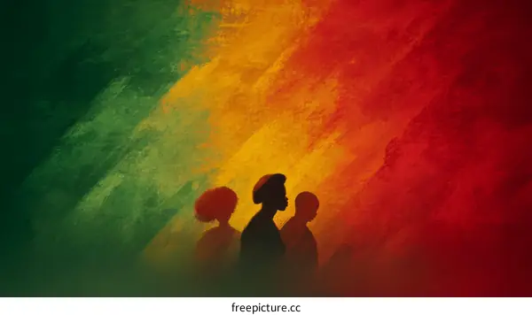 African Unity Silhouette Art with Vibrant Colors