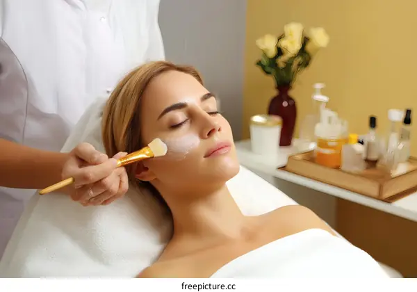Facial Mask Application in a Beauty Salon