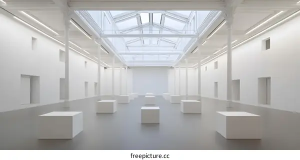 Minimalist White Interior Design with Square Platforms