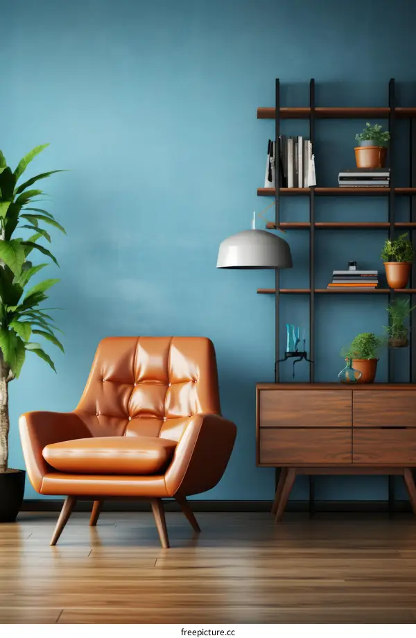 Mid-Century Modern Orange Accent Armchair