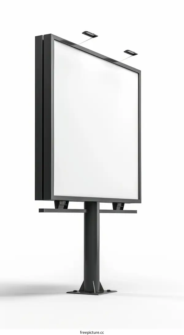Blank Black Billboard Isolated on White Background