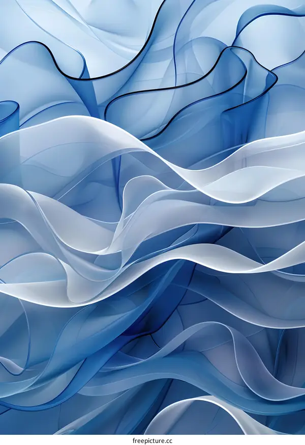 Blue and white abstract waves