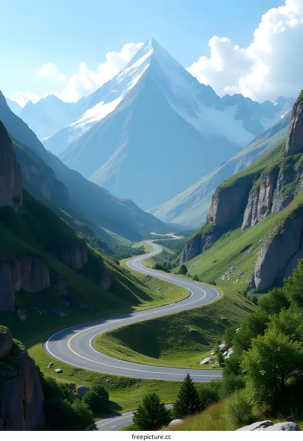 Winding Road Through The Mountains