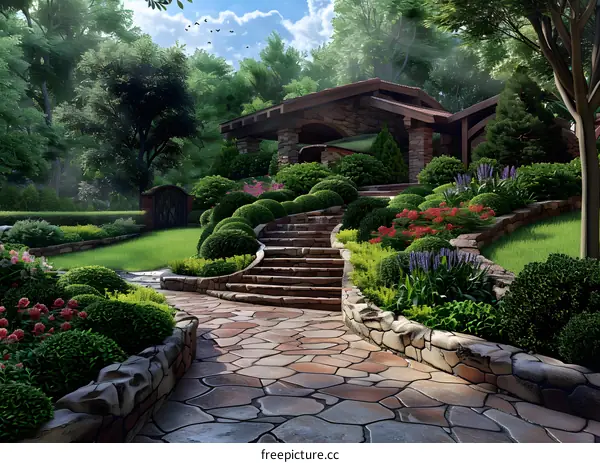 A stone house on a hillside