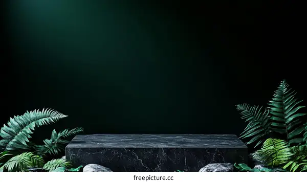 Dark Green Background with Marble Display Platform