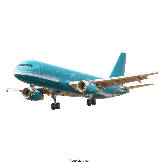 [Transparent Background PNG]Teal Airplane in Flight