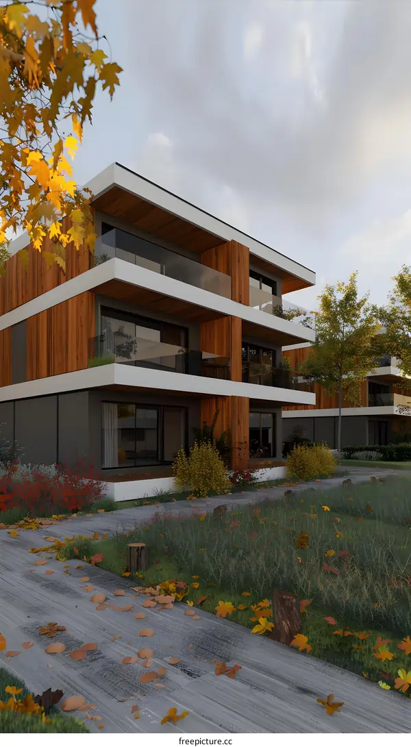 Modern House Design With Wooden Siding And Balconies