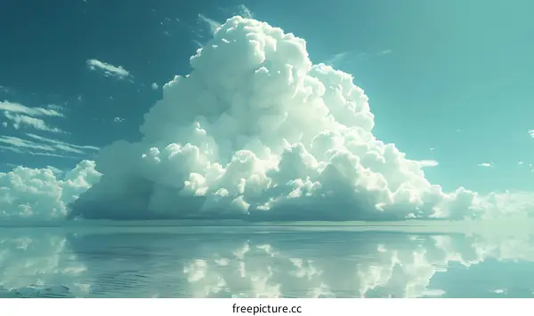 Large white cloudscape over calm water