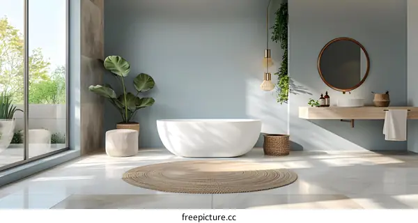 Scandinavian Style Bathroom with Sunlight