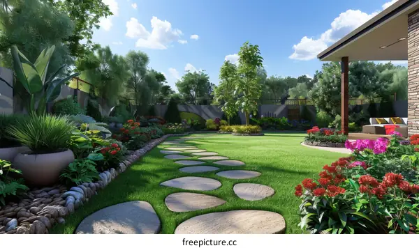 Garden Landscaping Design with House