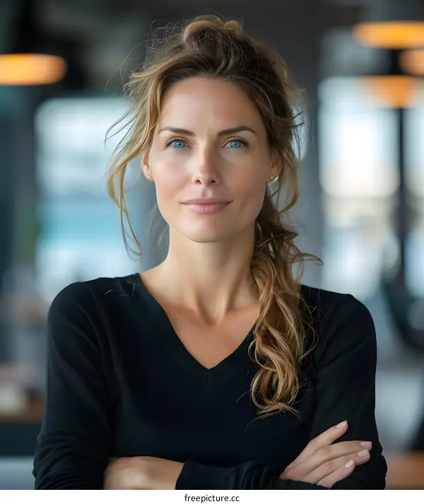 Portrait of a Confident Woman with Blue Eyes