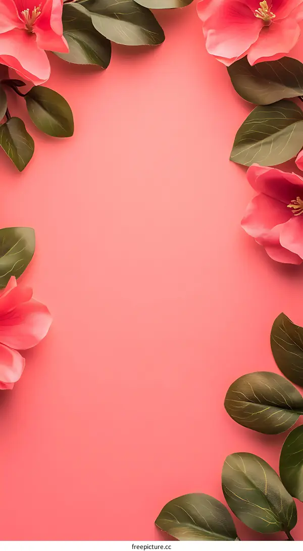 Pink Floral Background With Copy Space