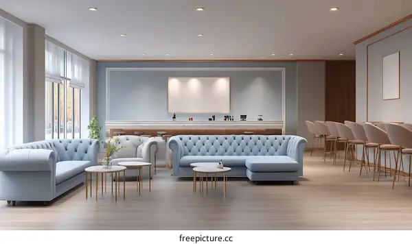 Elegant Light Blue Salon Interior Design